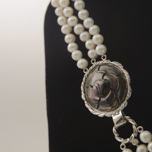 lovely 3 strand pearls with unique clasp for sale